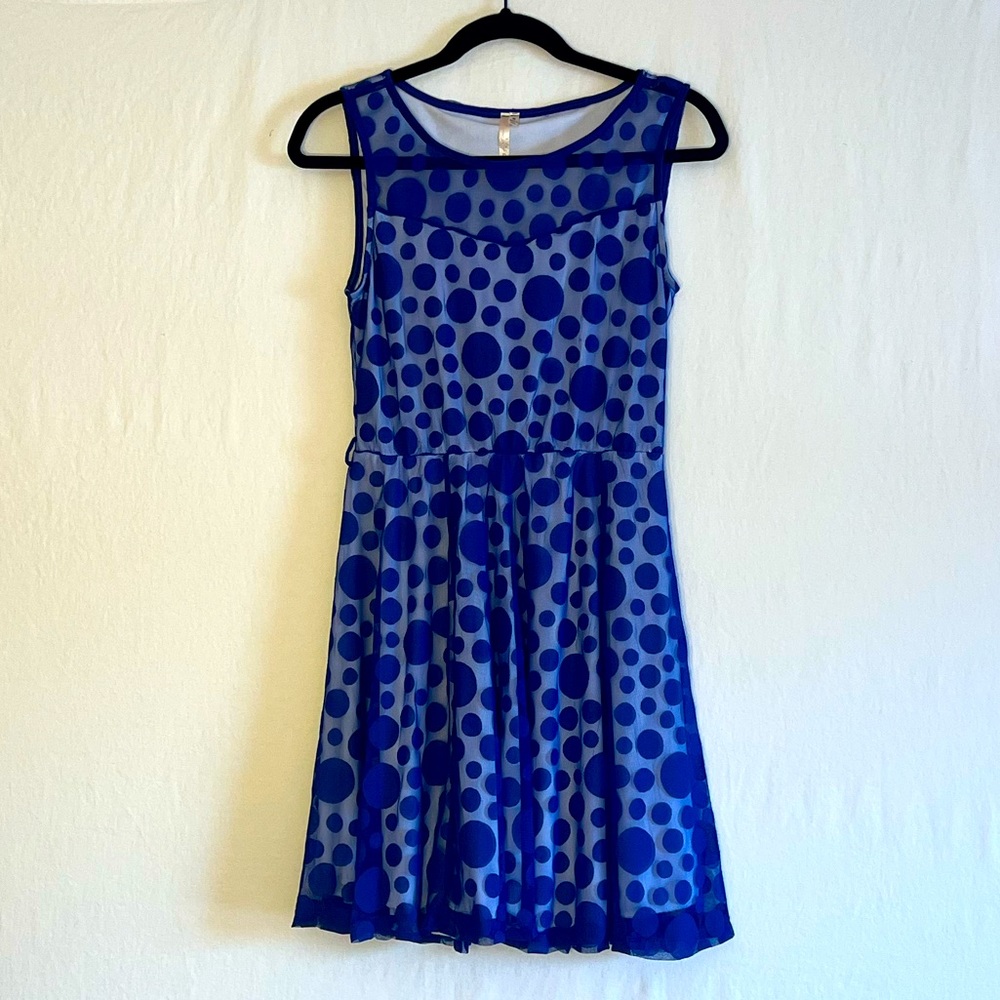 Royal Blue Polka Dot Lace Dress